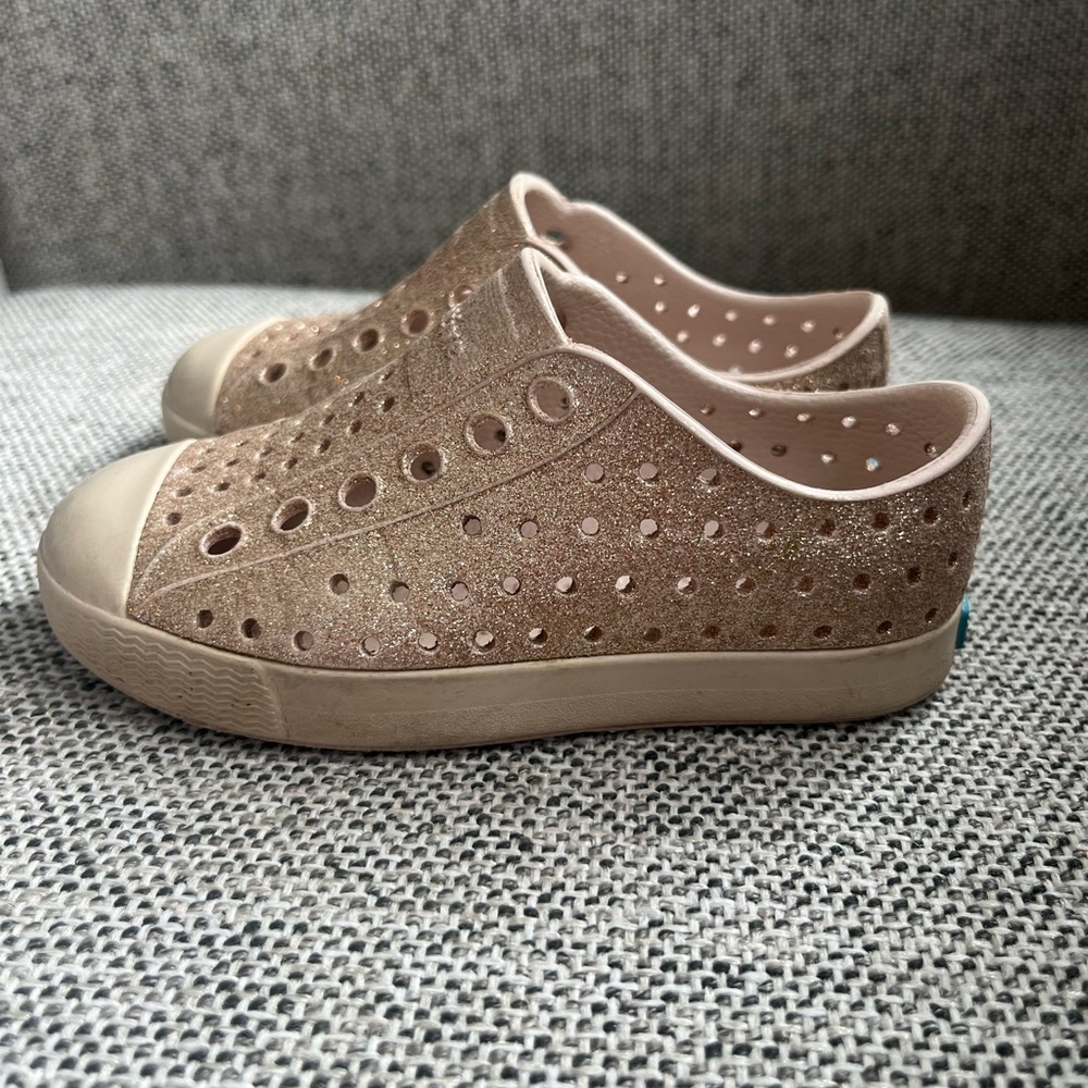 Natives shoes size c7, gold sparkle, great condition